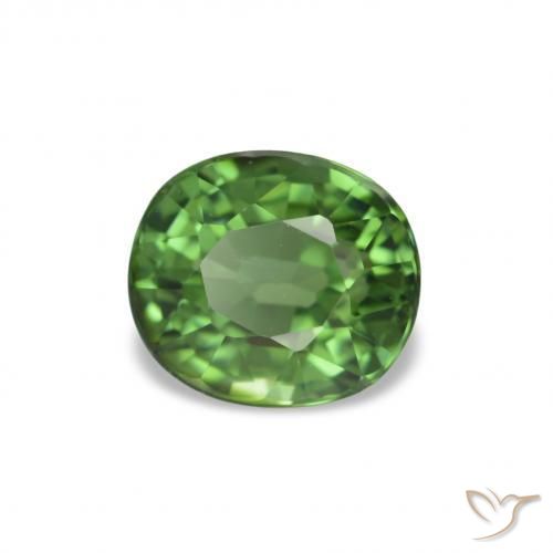 1.40 ct Green Tourmaline Stone, Natural Tourmaline in Oval Facet Shape for Sale