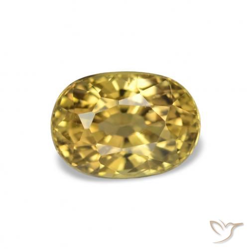 1.62 ct Golden Tourmaline Gemstone, Tourmaline Gem in Oval Facet Shape for Sale.
