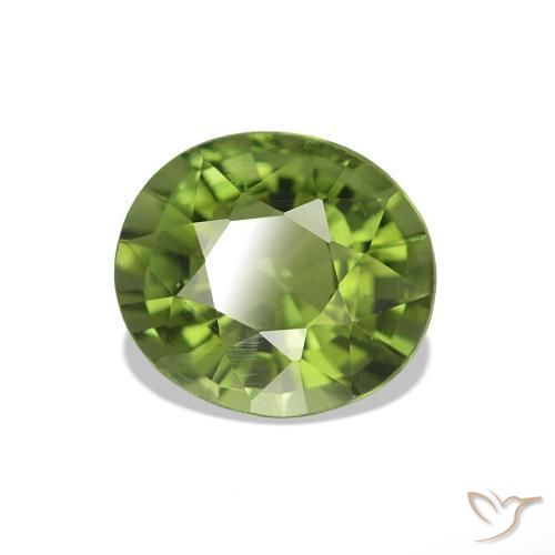 1.33 ct Green Tourmaline Stone, Natural Tourmaline in Oval Facet Shape for Sale