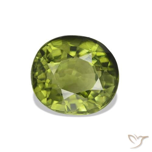 1.67 ct Green Tourmaline Gemstone, Tourmaline Gem in Oval Facet Shape for Sale.