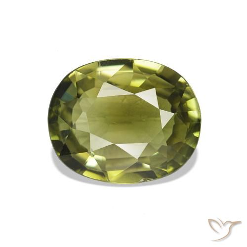 1.74 ct Green Tourmaline Gemstone, Tourmaline Gem in Oval Facet Shape for Sale.