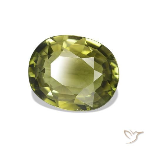 1.74 ct Green Tourmaline Stone, Natural Tourmaline in Oval Facet Shape for Sale