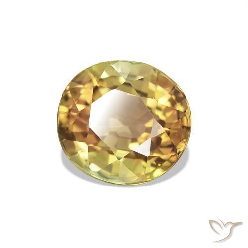 1.47 ct Yellow Tourmaline Stone, Natural Tourmaline in Oval Facet Shape for Sale