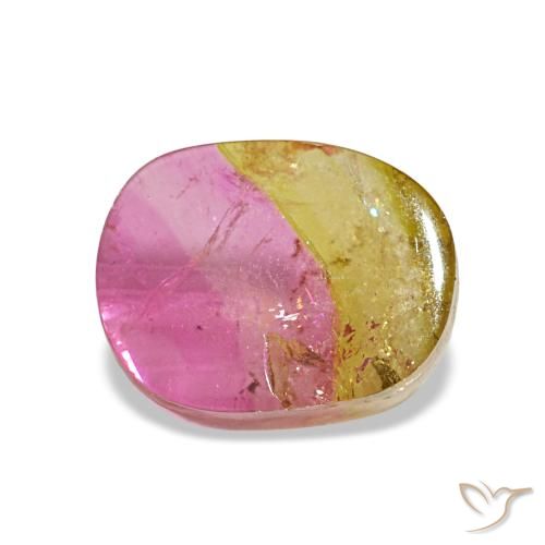 2.34 ct Bi-color Tourmaline Gemstone, Tourmaline Gem in Cushion Cabochon Shape for Sale.