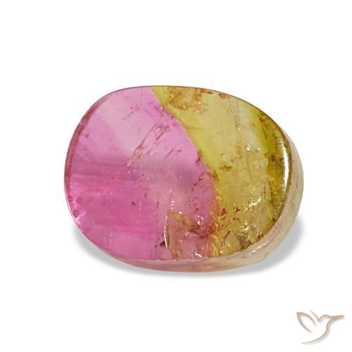 2.34 ct Bi-color Tourmaline Stone, Natural Tourmaline in Cushion Cabochon Shape for Sale