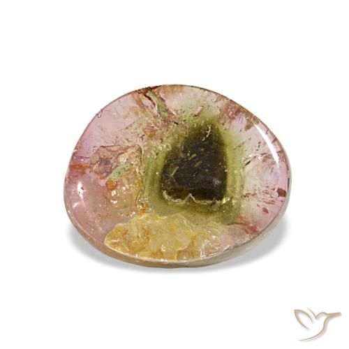 1.80 ct Multicolor Tourmaline Gemstone, Tourmaline Gem in Fancy Cabochon Shape for Sale.
