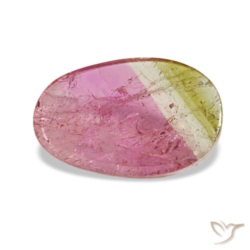1.59 ct Bi-color Tourmaline Gemstone, Tourmaline Gem in Oval Cabochon Shape for Sale.