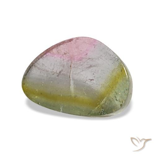 2.65 ct Multicolor Tourmaline Stone, Natural Tourmaline in Trillion Cabochon Shape for Sale