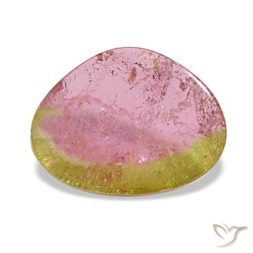 3.20 ct Bi-color Tourmaline Gemstone, Tourmaline Gem in Fancy Cabochon Shape for Sale.