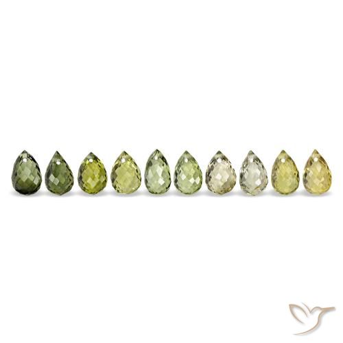 6.53 ctw Green Tourmaline Gemstones, Tourmaline Gems in Briolette with Hole Shape for Sale.