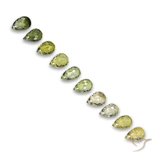 6.53 ctw Green Tourmaline Stones, Natural Tourmaline in Briolette with Hole Shape for Sale