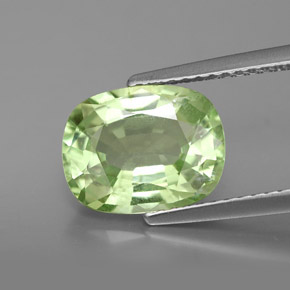 3.42 ct Green Tsavorite Garnet Gemstone, Tsavorite Garnet Gem in Cushion-Cut Shape for Sale.