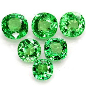 3.57 ct Green Tsavorite Garnet Gemstone, Tsavorite Garnet Gem in Cushion-Cut Shape for Sale.