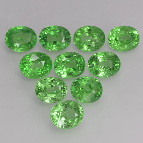 4.07 ctw Green Tsavorite Garnet Stones, Natural Tsavorite Garnet in Oval Facet Shape for Sale