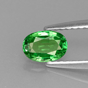 0.61 ct Green Tsavorite Garnet Gemstone, Tsavorite Garnet Gem in Oval Facet Shape for Sale.