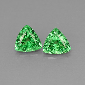 0.72 ct Green Tsavorite Garnet Gemstone, Tsavorite Garnet Gem in Trillion Facet Shape for Sale.