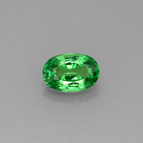 0.63 ct Green Tsavorite Garnet Gemstone, Tsavorite Garnet Gem in Oval Facet Shape for Sale.