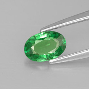 0.56 ct Green Tsavorite Garnet Gemstone, Tsavorite Garnet Gem in Oval Facet Shape for Sale.