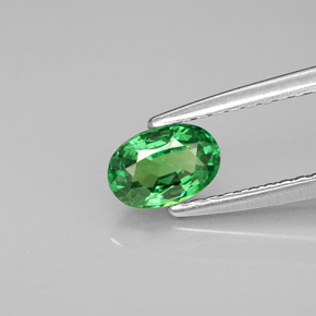 0.54 ct Green Tsavorite Garnet Gemstone, Tsavorite Garnet Gem in Oval Facet Shape for Sale.