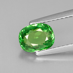 1.25 ct Green Tsavorite Garnet Gemstone, Tsavorite Garnet Gem in Cushion-Cut Shape for Sale.