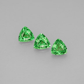 0.74 ct Green Tsavorite Garnet Gemstone, Tsavorite Garnet Gem in Trillion Facet Shape for Sale.