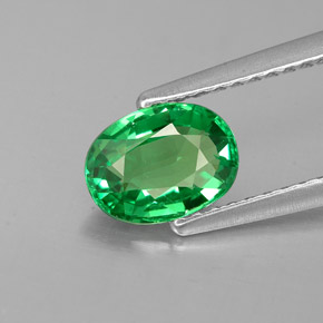 1.07 ct Green Tsavorite Garnet Gemstone, Tsavorite Garnet Gem in Oval Facet Shape for Sale.