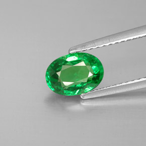 1.37 ct Green Tsavorite Garnet Gemstone, Tsavorite Garnet Gem in Oval Facet Shape for Sale.