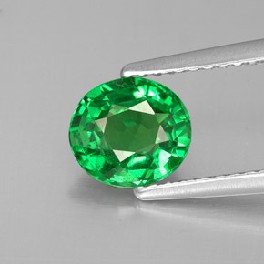 1.30 ct Green Tsavorite Garnet Gemstone, Tsavorite Garnet Gem in Oval Facet Shape for Sale.