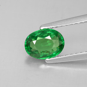1.05 ct Green Tsavorite Garnet Gemstone, Tsavorite Garnet Gem in Oval Facet Shape for Sale.