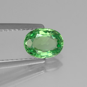 0.89 ct Green Tsavorite Garnet Gemstone, Tsavorite Garnet Gem in Oval Facet Shape for Sale.