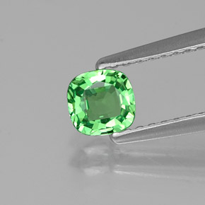 0.44 ct Green Tsavorite Garnet Gemstone, Tsavorite Garnet Gem in Cushion-Cut Shape for Sale.