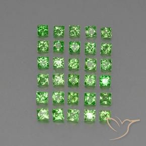 2.66 ctw Green Tsavorite Garnet Stones, Natural Tsavorite Garnet in Princess-Cut Shape for Sale