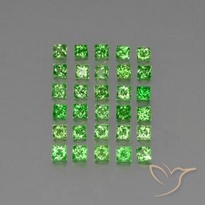 2.42 ctw Green Tsavorite Garnet Stones, Natural Tsavorite Garnet in Princess-Cut Shape for Sale