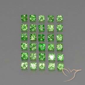 2.67 ctw Green Tsavorite Garnet Stones, Natural Tsavorite Garnet in Princess-Cut Shape for Sale