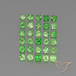 2.96 ctw Green Tsavorite Garnet Stones, Natural Tsavorite Garnet in Princess-Cut Shape for Sale