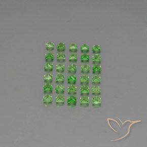 Tsavorite Garnet Gemstones in 2.5 x 2.4 mm Size for Sale, Tsavorite Garnet Stones in Electric Green Color
