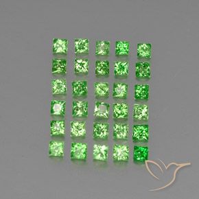 2.70 ctw Green Tsavorite Garnet Stones, Natural Tsavorite Garnet in Princess-Cut Shape for Sale