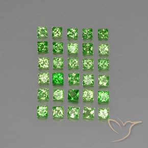 2.54 ctw Green Tsavorite Garnet Stones, Natural Tsavorite Garnet in Princess-Cut Shape for Sale