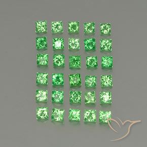 2.57 ctw Green Tsavorite Garnet Stones, Natural Tsavorite Garnet in Princess-Cut Shape for Sale