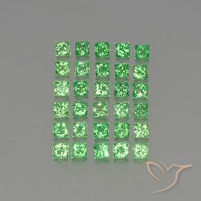 2.36 ctw Green Tsavorite Garnet Stones, Natural Tsavorite Garnet in Princess-Cut Shape for Sale