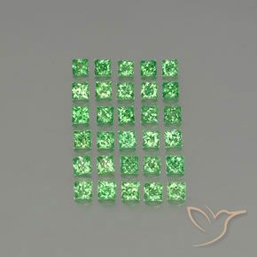 2.62 ctw Green Tsavorite Garnet Stones, Natural Tsavorite Garnet in Princess-Cut Shape for Sale