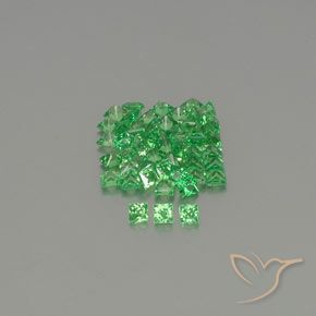 2.37 ctw Green Tsavorite Garnet Stones, Natural Tsavorite Garnet in Princess-Cut Shape for Sale