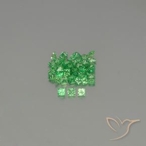 2.13 ctw Green Tsavorite Garnet Gemstones, Tsavorite Garnet Gems in Princess-Cut Shape for Sale.
