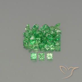 2.13 ctw Green Tsavorite Garnet Stones, Natural Tsavorite Garnet in Princess-Cut Shape for Sale