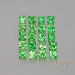 1.54 ctw Green Tsavorite Garnet Stones, Natural Tsavorite Garnet in Princess-Cut Shape for Sale