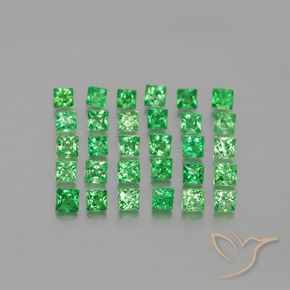 1.73 ctw Green Tsavorite Garnet Stones, Natural Tsavorite Garnet in Princess-Cut Shape for Sale