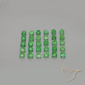 Tsavorite Garnet Gemstones in 2 x 2 mm (calibrated) Size for Sale, Tsavorite Garnet Stones in Bright Green Color