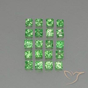 1.78 ctw Green Tsavorite Garnet Stones, Natural Tsavorite Garnet in Princess-Cut Shape for Sale