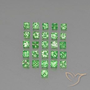 2.06 ctw Green Tsavorite Garnet Stones, Natural Tsavorite Garnet in Princess-Cut Shape for Sale