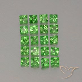 1.34 ctw Green Tsavorite Garnet Stones, Natural Tsavorite Garnet in Princess-Cut Shape for Sale